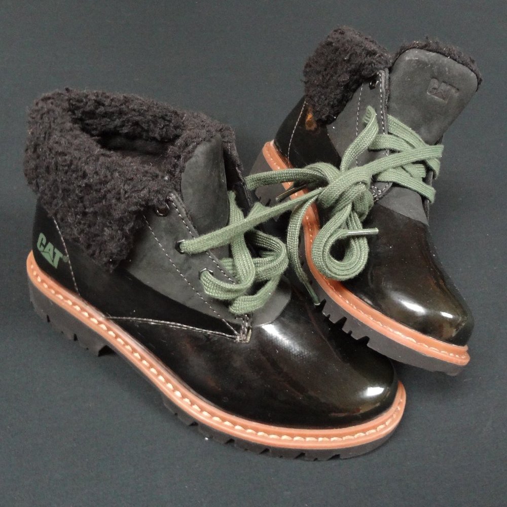 Caterpillar CAT Hub Fur Leather Lace Up KIDS Ankle Boots Shoes YOUTH SIZE 4